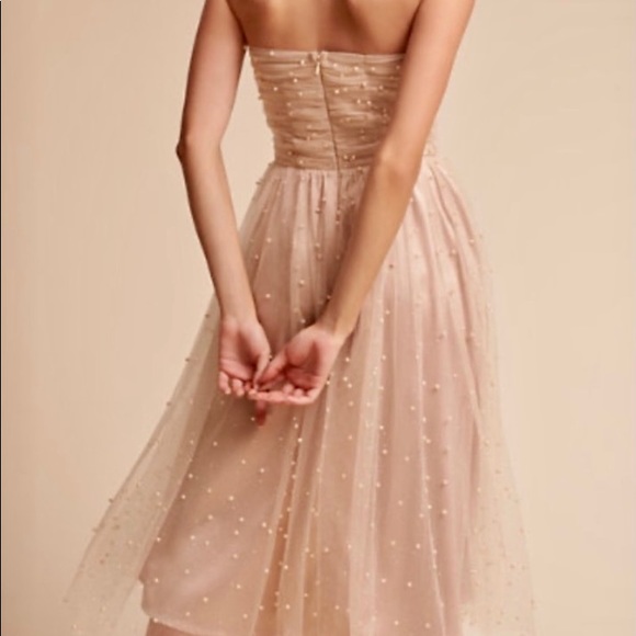 BHLDN Strapless Pearl-embellished Tea-length Gown - Picture 2 of 6